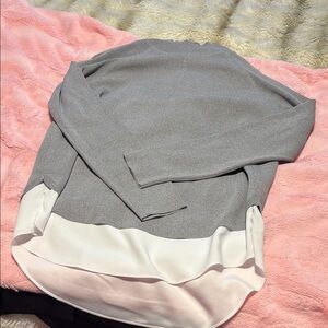 Ted Baker Gray and White Long Sleeve Top